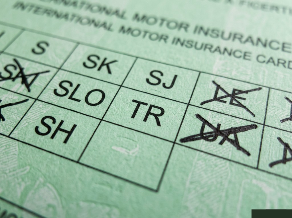 Close-up of a Green Card policy showing the TR country code for Turkey — not crossed out, confirming valid coverage