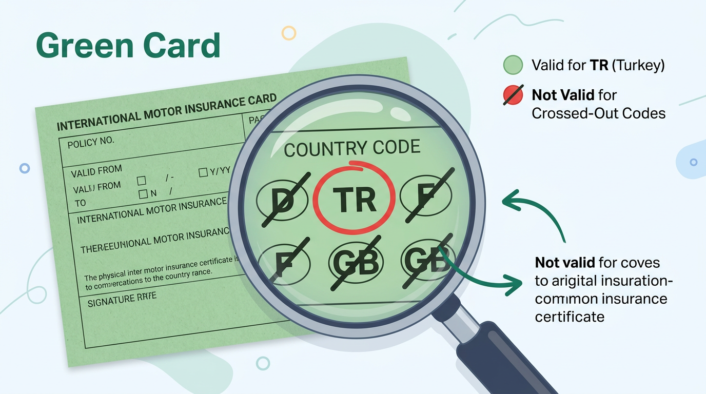Проверка кода TR в Зелёной карте — полис с выделенным списком стран