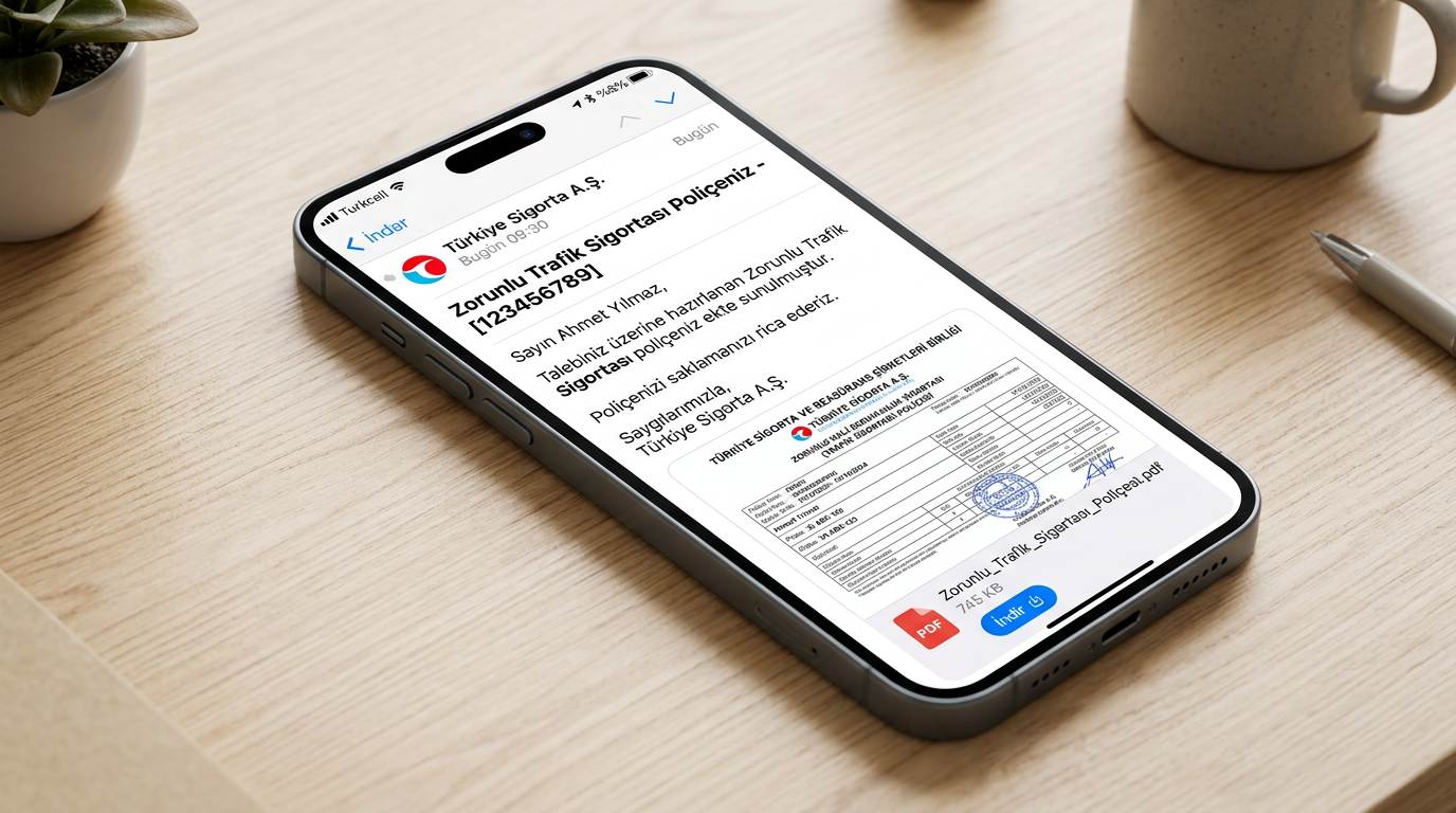 Полис турецкой страховки Zorunlu Trafik Sigortası в электронном виде на email